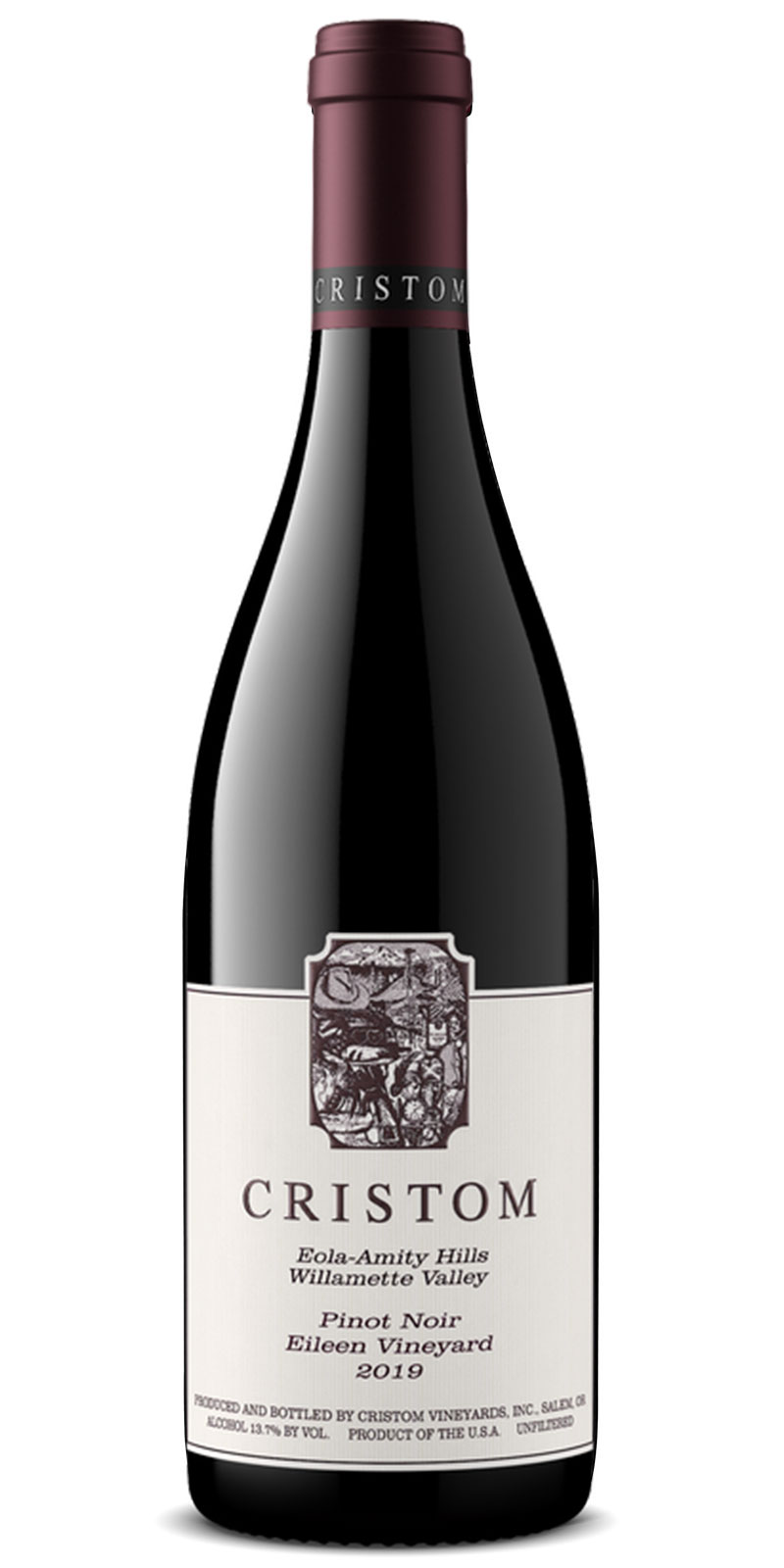 Bottle of Cristom Vineyards 2019 Pinot Noir from Eileen Vineyard