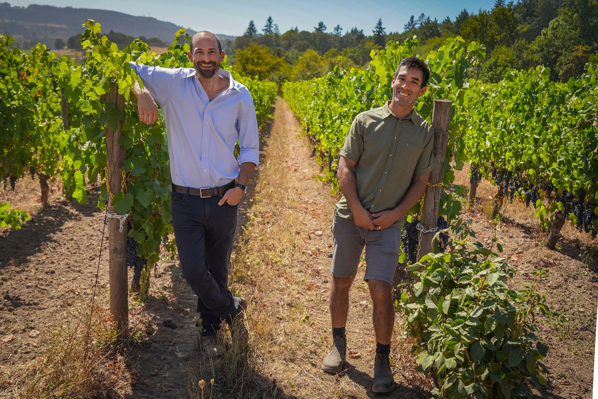 Tom Gerrie and Daniel Estrin in the vineyard