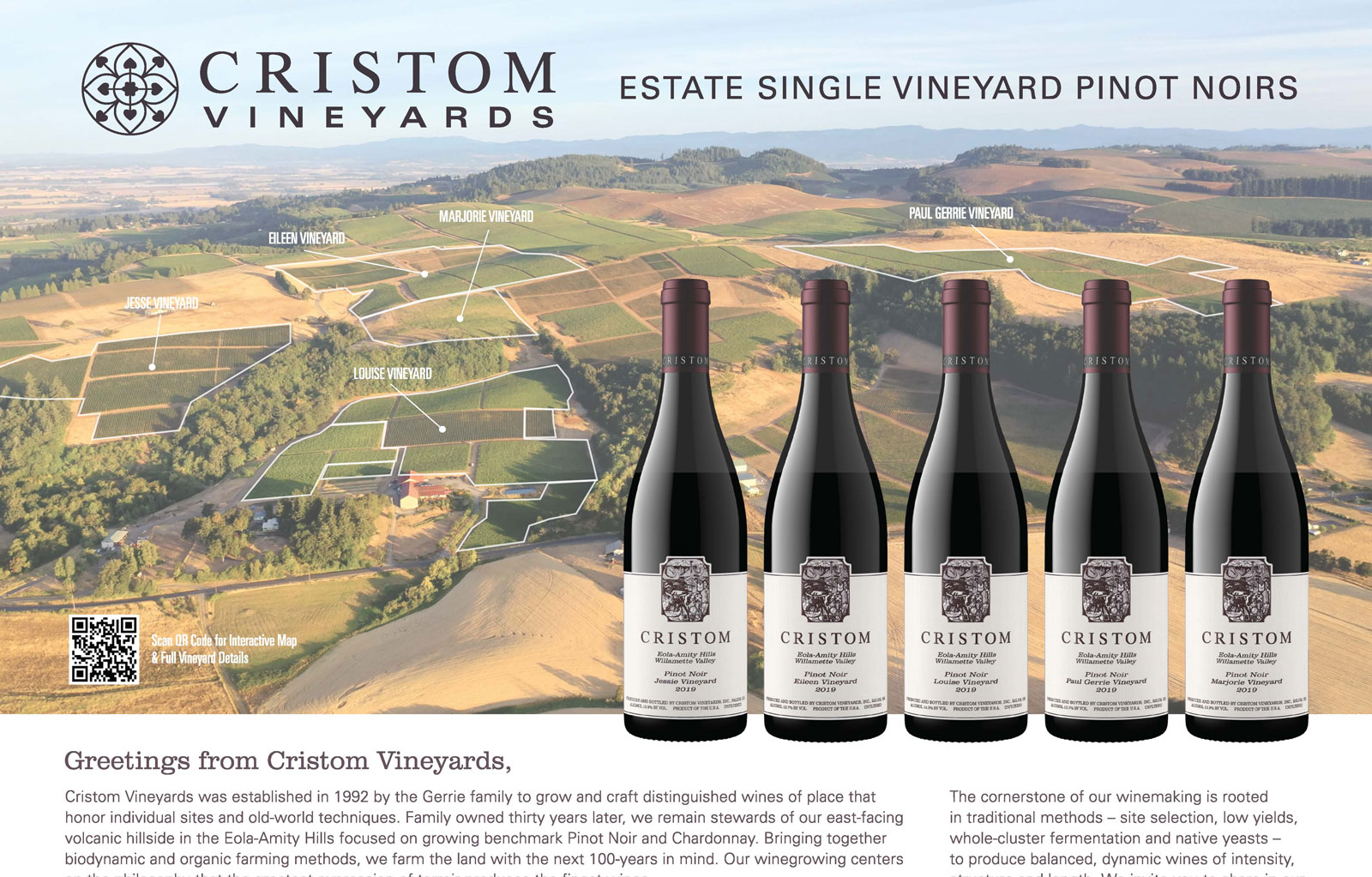 Cristom Vineyards 2019 Vintage Estate Single Vineyard Pinot Noir Sell Sheet