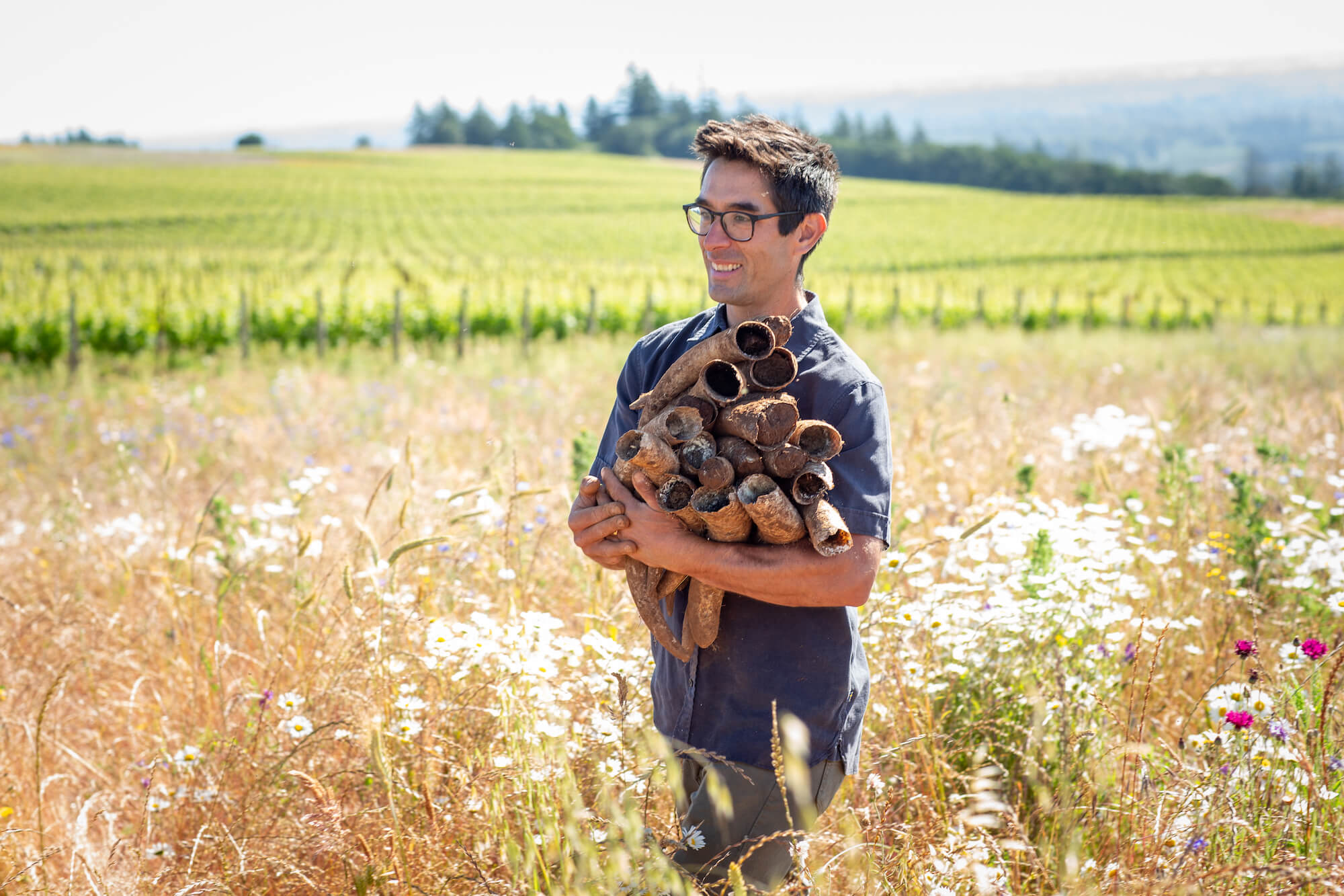 Cristom Vineyards Biodynamic Farming Prep 500 Horns Collected Winemaker and Vineyard Manager Daniel Estrin_Credit John Valls Photography_LR Cristom Vineyards Winemaker and Vineyard Manager Daniel Estrin Collects Biodynamic Farming Prep 500 Horns