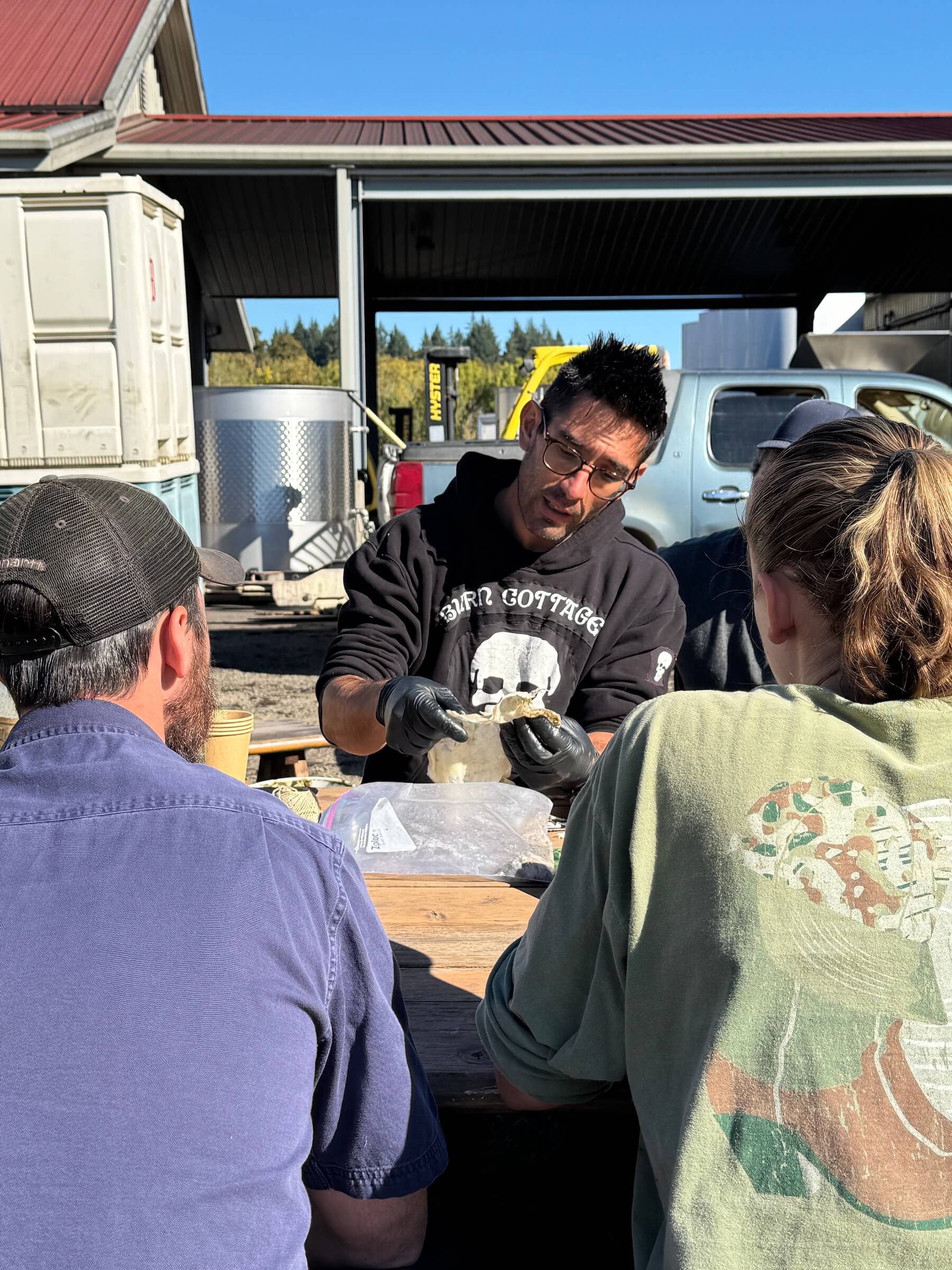 Cristom Vineyards Daniel Estrin works on Biodynamic Preps